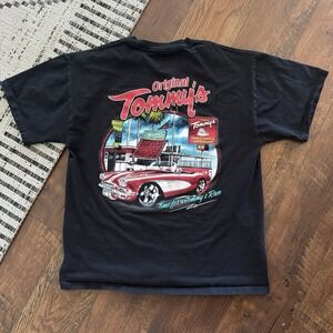 Vintage Original Tommy's Burgers T-shirt Mens Large Black Hanes Beefy T Graphic